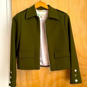 Ted Baker cropped green jacket, size 0, only worn once